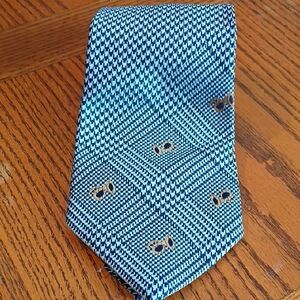 After Six Blue and Gold Patterned Tie Oscar de la Renta Vintage